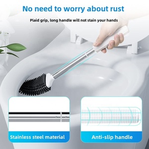 Nouvel ensemble de <span class=keywords><strong>brosse</strong></span> de toilette en Silicone mural accessoire de salle de bain sans poinçon pour salon <span class=keywords><strong>brosse</strong></span> de toilette en silicone - Product Image 2