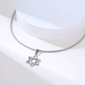 Collier rétro punk pour homme en acier inoxydable plaqué or 18 carats, bijoux religieux personnalisés hip-hop, étoile de <span class=keywords><strong>David</strong></span> - Product Image 3