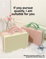 Maleta de Maquillaje Portátil de 14 Pulgadas, con Cierre, para PC, Pequeña, de Moda, Color Caramelo, Ligera, para Regalo