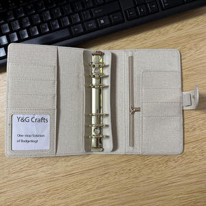 El más vendido, nuevo, personalizado, duradero, monedero con cremallera, 6 colores, cuero de lino, 6 anillos, mecanismo dorado, carpeta económica A6, funda tipo billetera - Product Image 2