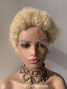 Parrucche Intrecciate DX050 in Capelli Umani, <span class=keywords><strong>Parrucca</strong></span> Africana con Trecce Box Braids, Senza Colla, Full Lace, Biondo 613, Ricci <span class=keywords><strong>Afro</strong></span> Kinky, 8-10 Pollici - Product Image 3