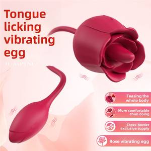 Rose parfumée femme Double pour oeuf vibrateur jouet intime pour jeunes femmes lécher la langue auto-plaisir masturbateur - Product Image 1