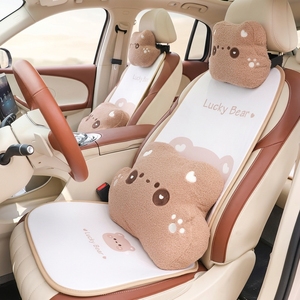 Coussin de siège de <span class=keywords><strong>voiture</strong></span> en peluche motif ours mignon, kit complet pour l'intérieur, applicable toute saison, compatible avec la plupart des modè<span class=keywords><strong>les</strong></span> de véhicules - Product Image 1