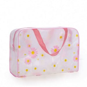 Sac fourre-tout à motif floral en gros d'usine, trousse de toilette transparente en PVC, sac cosmétique de voyage grande capacité - Product Image 4