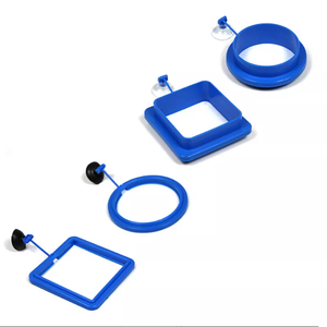Acquario Fish Tank Floating Feeder Ring Square Round Blue Plastic Aquarium Fish Feeding Rings con ventose - Product Image 1