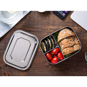 * เอาท์เล็ท * กล่องอาหารกลางวันสแตนเลสกล่องอาหารกลางวันเบนโตะกล่องอาหารกลางวัน1200มล. สามช่องสำหรับโรงเรียนสำนักงาน - Product Image 4
