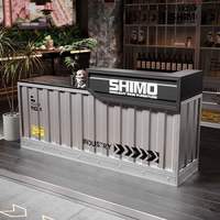 Comptoir de réception commercial en bois de style industriel, oblong, pour café, bureau, caisse enregistreuse, bar