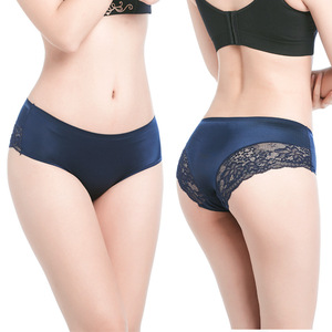 新入荷 高品質 シルク ホットボウ パンティー XL ミドルライズ レディース レース ランジェリー ピンク ブラック プリント 優良顧客向け - Product Image 3