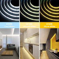 BTF-Lighting FCOB CCT 3000K à 6000K Tunable Blanc IP65 Étanche RA90 5M 640 LEDs Dimmable FOB COB Flexible Led Strip Light
