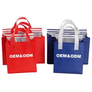Muestra gratuita, bolsa térmica para el almuerzo, económica, ultrasónica, reciclada, personalizada, laminada, de polipropileno no tejido, aislada. - Product Image 5