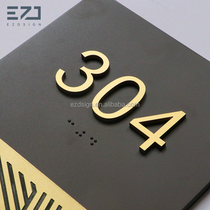 EZD Personnalisez Acrylique Mural Surélevé Tactile Grade 2 Braille Porte d'Hôtel de Luxe Signes ADA - Product Image 2