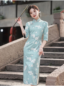 Vestidos Cortos Formales de Poliéster para Mujer, Estilo Cheongsam, Tallas Grandes, Estilo Vintage, Qipao Mejorado - Product Image 6