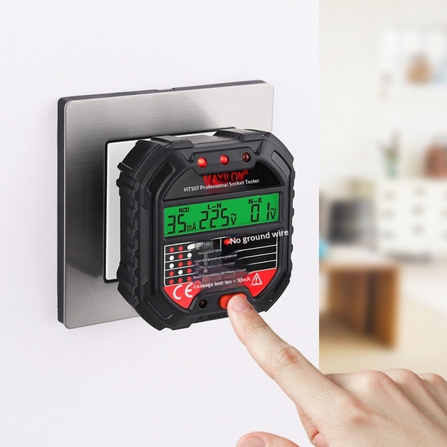 Multifunctional High Accuracy Digital Display Socket Tester Electrician Ground Wire Tester Line Meter Plug Phase Meter Correct