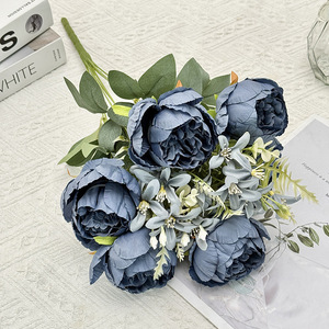 Fleur de pivoine artificielle, 9 branches, 6 têtes, en soie, haute simulation, décoration de mariage et de maison - Product Image 3