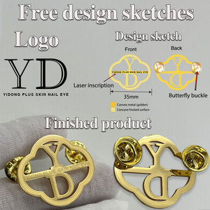 Lencana Logam Berhias Berlian dengan Bros Mewah Berlian, Logo Baja Tahan Karat Kustom, Pin Lencana Dada Perusahaan - Product Image 6