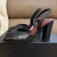 Escarpins slingback à bout carré pour femme, en cuir verni color block, à bout pointu, à talon haut, chaussures de ville élégantes pour le bureau et les soirées, vente en gros