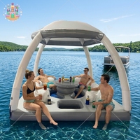 Île flottante gonflable de plage 20 cm en PVC Drop Stitch étanche 3,2x3,2x2,25m Plateforme de divertissement personnalisée pour la famille et le repos