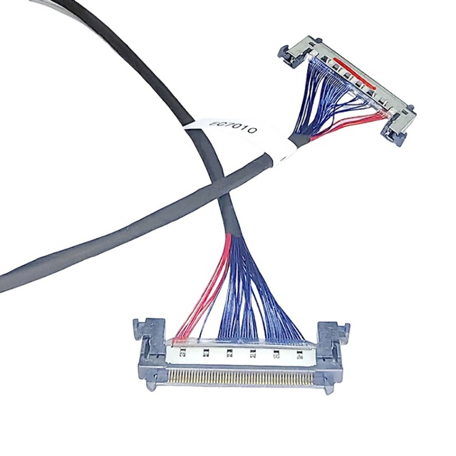 Custom Wire Harness 20 30 40 Pin Micro Coax LVDS Cable Harness LCD Screen Cable Assembly for Electronic Wire Display Panel