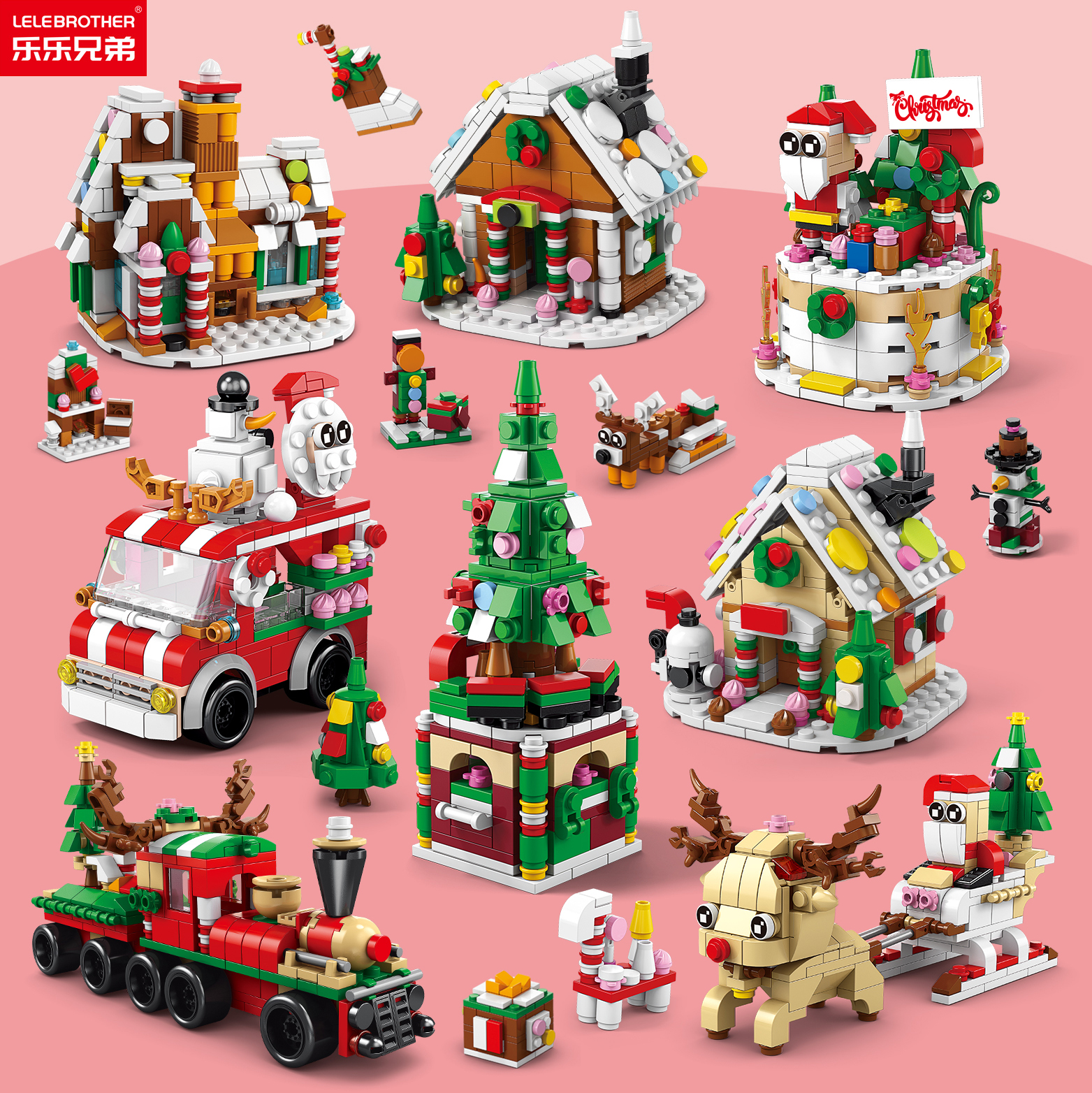 Babbo Natale Set Di Blocchi Da Costruzione Di Babbo Natale, Pupazzo Di Neve Di Natale Mattoncini~p156697930