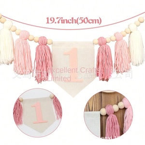 Striscione di <span class=keywords><strong>compleanno</strong></span> caldo transfrontaliero 2025 per bambini di <span class=keywords><strong>1</strong></span> <span class=keywords><strong>anno</strong></span> con nappina in feltro di <span class=keywords><strong>1</strong></span> <span class=keywords><strong>anno</strong></span> con striscione di <span class=keywords><strong>compleanno</strong></span> cappello impermeabile per uso interno esterno - Product Image 3