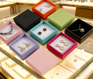 Caja de Almacenamiento de Joyas Cuadrada con Forro de Espuma EVA, Caja de Regalo Portátil de Cartón Rígido para Collar, Anillo y Pendientes - Product Image 4