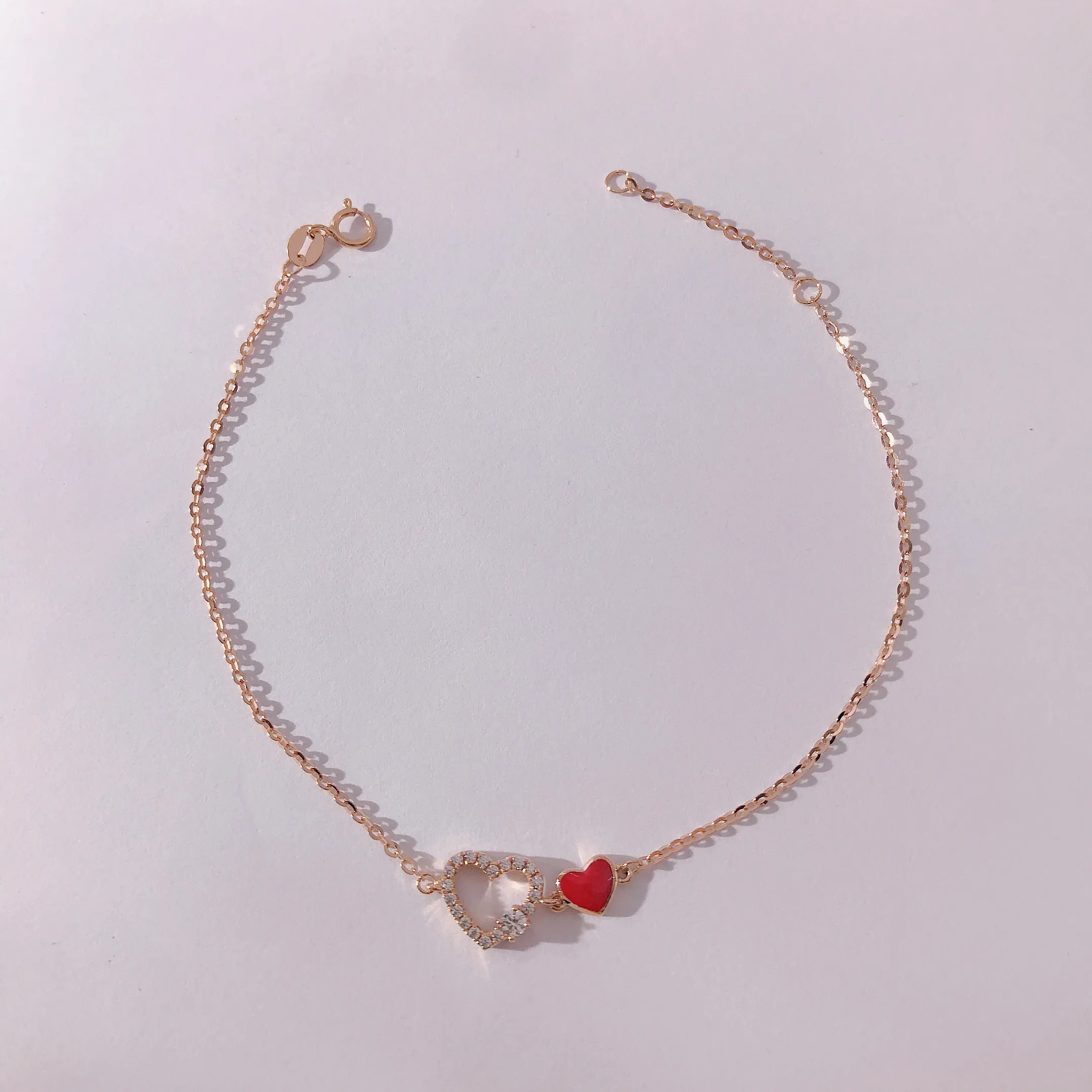 Sexy Summer 2022 New jewelry 18K Rose Gold Bracelet Charm Adjustable Red Heart Women's Bracelet