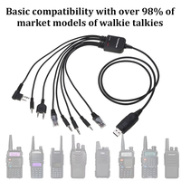 Kabel Pemrograman Walkie Talkie 8 in 1 untuk Radio Analog Baofeng Quansheng TYT, Antarmuka USB Universal, Kabel Data Penulisan Frekuensi