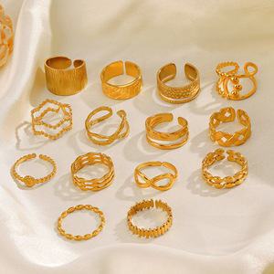 European American Style Popular <b>Open</b> Geometric <b>Ring</b> 18K Gold Plated Wide and Feminine for Wholesale - Product Image 2
