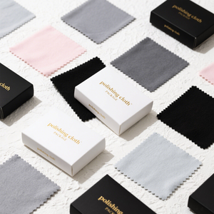 Free Custom Polishing Cloth Soft Personalized Custom <b>Embossed</b> Logo Suede Microfiber Jewelry Cloth With <b>Card</b> - Product Image 3