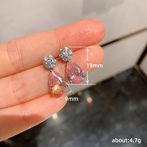 Eleganti orecchini pendenti a goccia rosa per donna, stile francese, orecchini pendenti alla moda - Product Image 4
