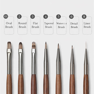Ensemble de 8 pinceaux à ongles avec manche en bois, poils en nylon ultra fins pour la peinture et la manucure en salon - Product Image 4