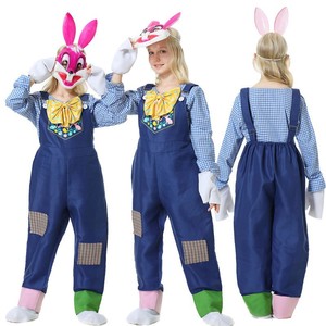 Disfraz de conejo para niños, mono azul con lazo y orejas para Halloween, Pascua, juegos de rol - Product Image 1