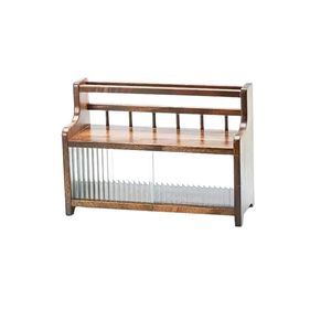 Armoire de rangement en bois massif avec design coulissant, organisateur de bureau étanche pour l'affichage de la porcelaine, forme carrée - Product Image 5