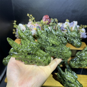 Tête <span class=keywords><strong>de</strong></span> dragon en jade vert sculptée à la main <span class=keywords><strong>de</strong></span> 10 cm, très demandée, crânes <span class=keywords><strong>de</strong></span> dragon en jade XiuYan naturel pour la méditation - Product Image 3