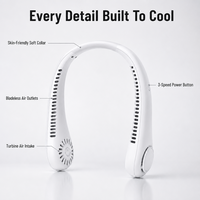 Nouveautés 2025 Ventilateur de Cou Portable USB 1200 mAh Rechargeable Mini Ventilateur de Charge Style Sportif à Refroidissement Rapide Mains Libres pour l'Extérieur