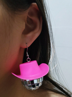 Boucles d'oreilles Disco Rose Effet Miroir pour Tenues Western Années 60 70, Fêtes Dansantes et Chapeaux de Cowboy