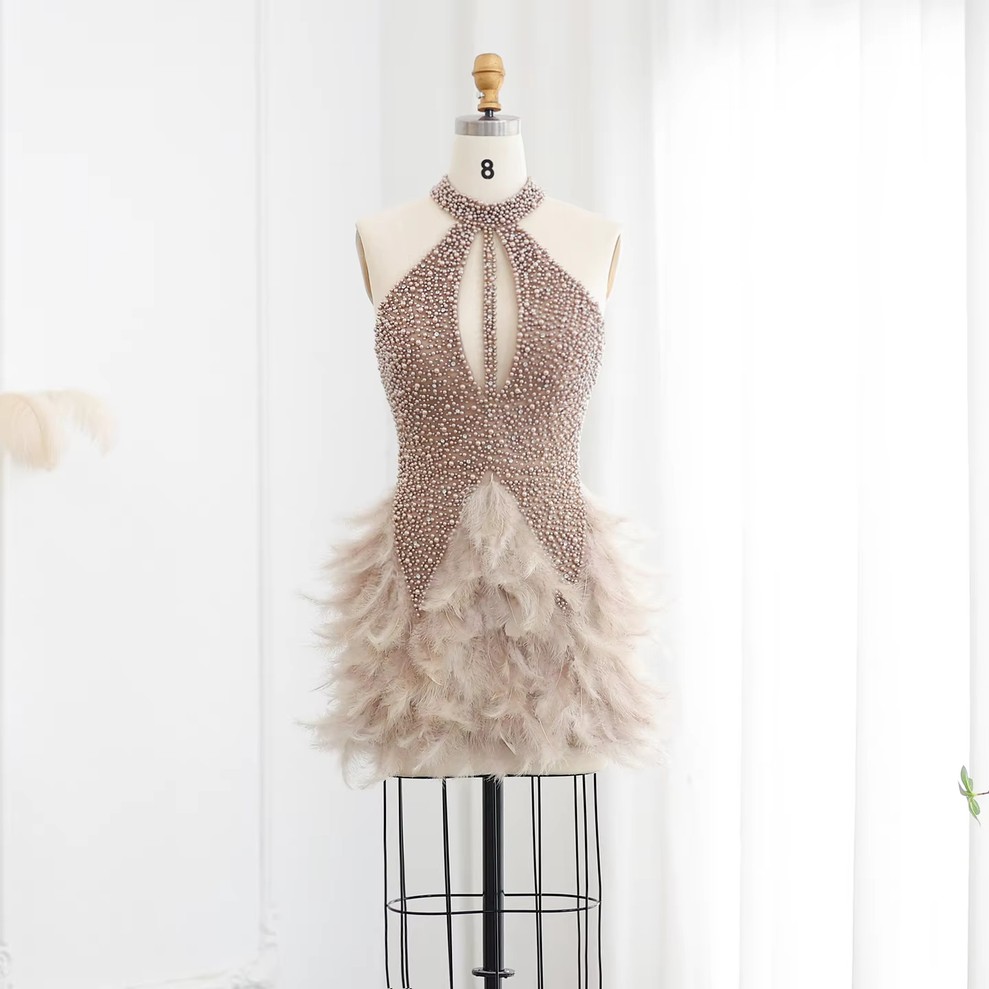 white christmas dresses Deme by Gabriella Oceana Nude Beige Sequin Maxi Dress main image 1