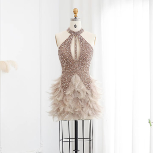fitted hot pink homecoming dress Cute A line Halter Sequin Short Gold Homecoming Dress P2267 – PreppyDress main image 1