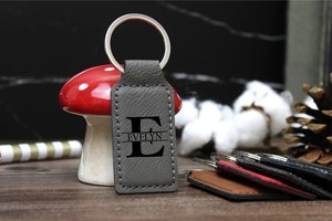 Móc khóa trơn bằng thép không gỉ, mặt da, in logo tùy chỉnh bằng laser, bền, bán buôn - Product Image 4