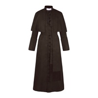 Costume de prêtre catholique pour homme, robe de clergé bordeaux avec collier croix pour Halloween