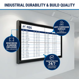 Terminal FIDS de Montaje en Pared Personalizado OEM, Sistema LCD Integrado Multipanel con Estado de Vuelo Codificado por Colores para Llegada al <span class=keywords><strong>Aeropuerto</strong></span> - Product Image 3