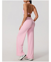 2025 Geknoopte Halter Gepatteerde Zachte Wijde Rechte Broek Dames Yogakleding Set Yoga Set