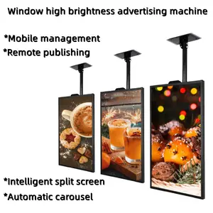 Máquina de publicidade suspensa LCD de 49 polegadas com suporte para resolução FHD/4K e Android com display inteligente de alto brilho 1000-4000