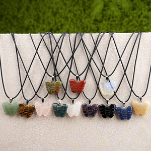 천연 크리스탈 나비 펜던트 로프 체인 힐링 쿼츠 마노 준보석 목걸이 (여성 및 남성용) - Product Image 5