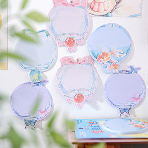 Notes autocollantes découpées en forme de pot en verre Kawaii, 4 thèmes : Poisson rouge, Fleur de cerisier, Nœud, Papillon, Pastel, Aquarelle - Product Image 2