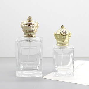 Flacon de parfum en verre transparent carré de 50 ml avec bouchon à baïonnette et clip, flacon cosmétique vide - Product Image 2