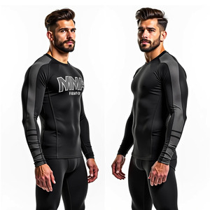 MMA BJJ Rash Guard para entrenamiento de rendimiento Diseño personalizado con estiramiento sublimado Manga completa y corta para <span class=keywords><strong>boxeo</strong></span> <span class=keywords><strong>Muay</strong></span> <span class=keywords><strong>Thai</strong></span> - Product Image 4
