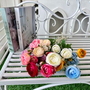 ช่อดอกกุหลาบประดิษฐ์ 5 หัว หลายสี สำหรับตกแต่งบ้านและงานแต่งงาน - Product Image 3