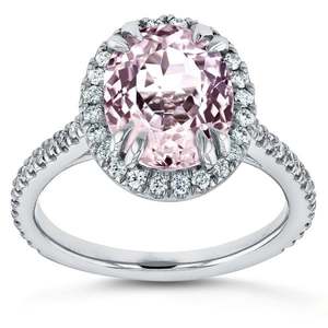 Halo Design bague en pierre précieuse <span class=keywords><strong>Kunzite</strong></span> en argent Sterling 925 plaqué Rhodium Design délicat bijoux en pierre précieuse <span class=keywords><strong>Kunzite</strong></span> - Product Image 1