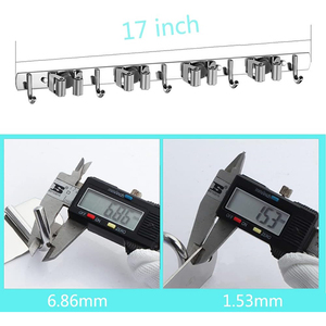 Modern Stainless Steel No-Punching <b>Mop</b> and Broom Holder <b>Wall</b> Mount with Multiple Hooks for Kitchen Storage - Product Image 4